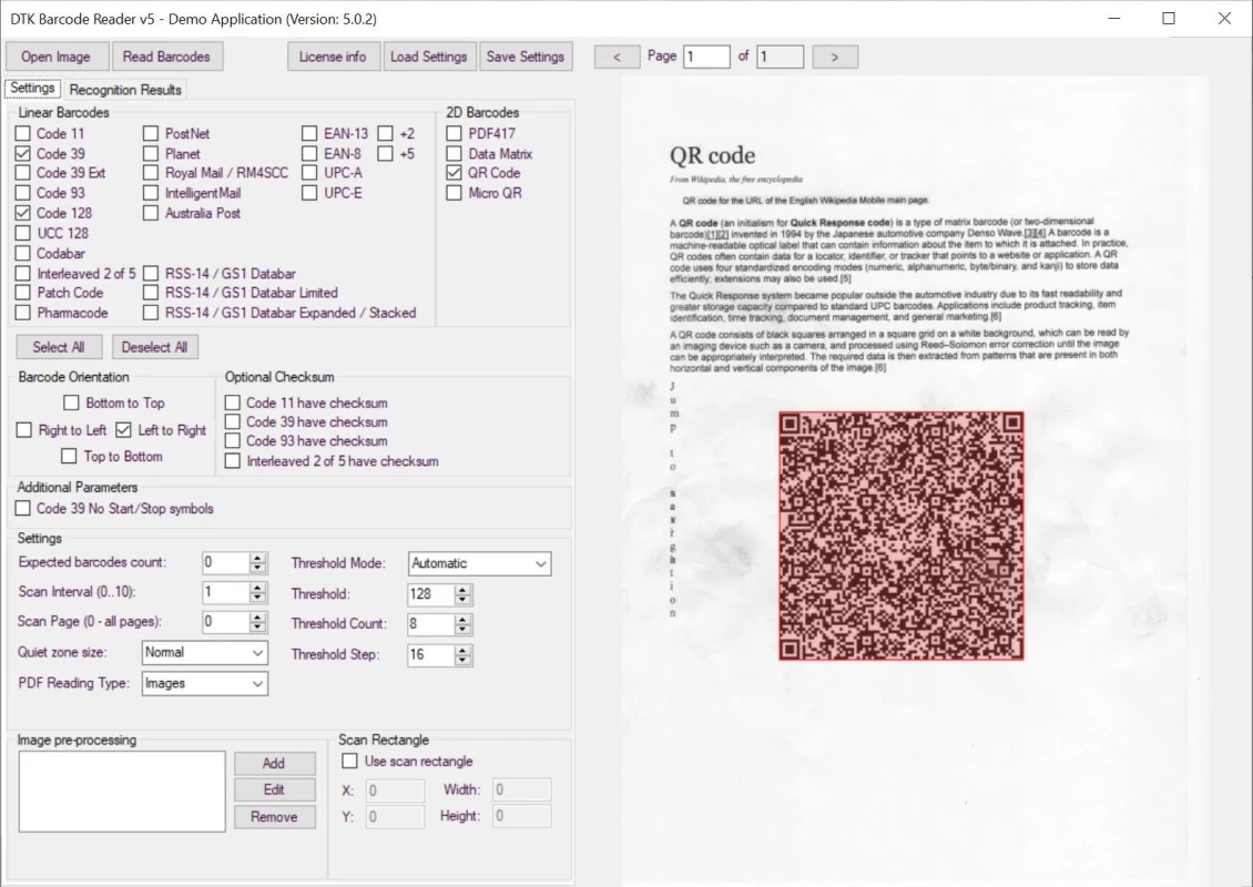 DTK Barcode Reader SDK configuration